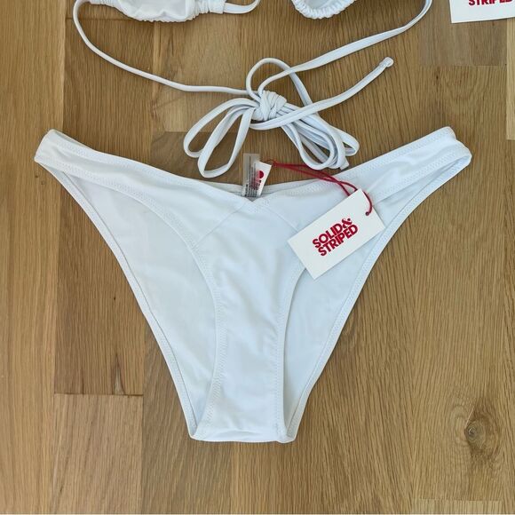 Solid & Striped Alexia High Cut Wrap Tie White Marshmallow Swim Suit Size Large - Picture 9 of 11